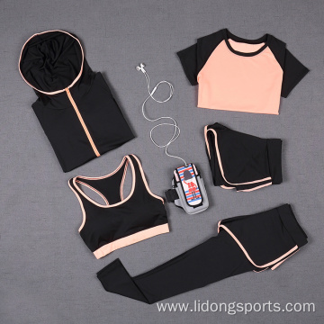 Womens 5pcs Sport Suits Fitness Yoga Running Athletic